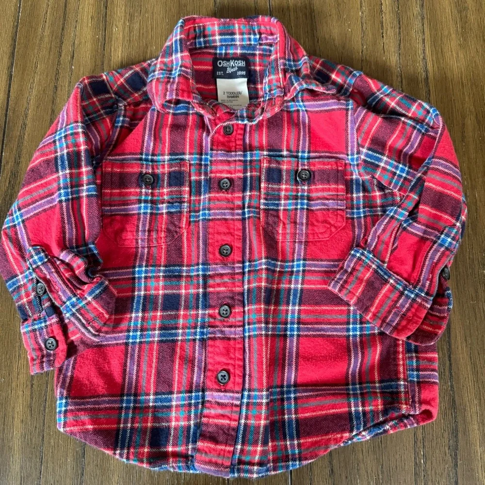 OshKosh red flannel button down shirt